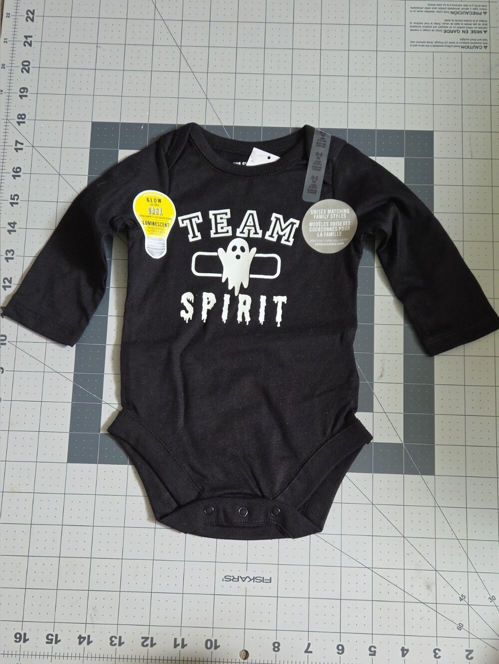 Baby Long-Sleeve Bodysuit - Team Spirit Ghost Graphic (Black)